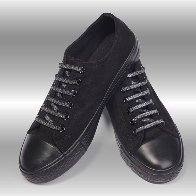 Atacadores elásticos Ata® cor preto prateado