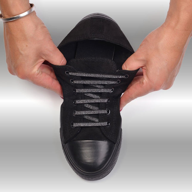 Atacadores elásticos Ata® cor preto prateado